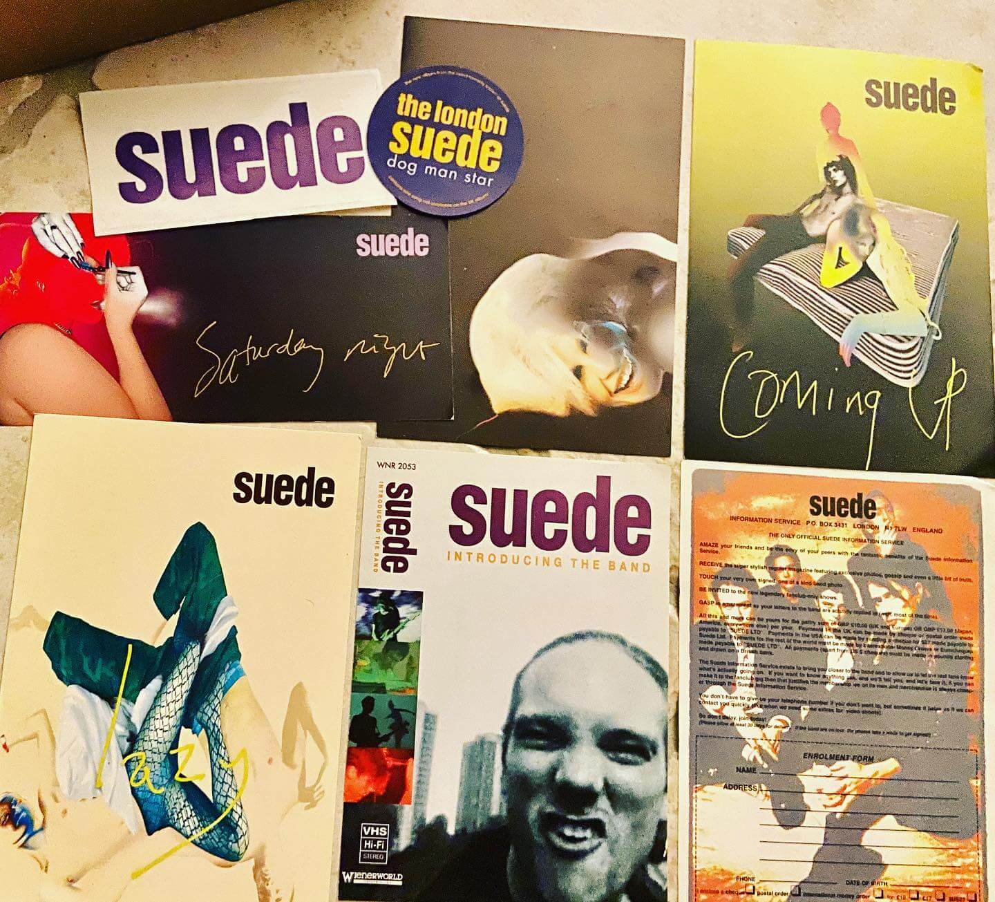 London Suede fanclub postcards and stickers
